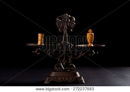 Chesses Rook And King On A Balanced Scale Concept Of Strength And Aspirations