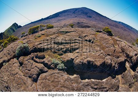 View To The Plaine Des Sables At 2260 M Above Sea Level Near Piton De La Fournaise Volcano At La Reu
