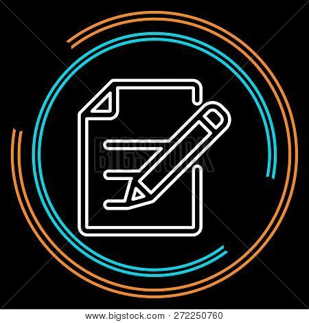 Simple Document With Pen Thin Line Vector Icon. Editable Stroke.