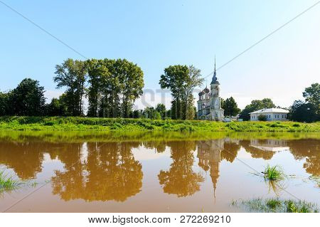 Panorama Of River Vologda And Church Of The Presentation Of The Lord Was Built In 1731-1735 Years In
