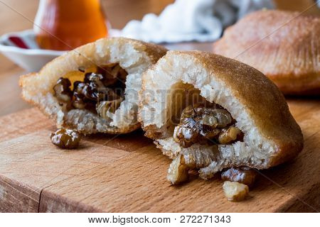 Turkish Dessert Tas Kadayif With Walnuts.