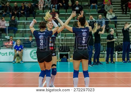 Odessa, Ukraine November 27, 2018: 2019 Cev Volleyball Cup - Women 16Th Finals Khimik Yuzhny (ukr) -