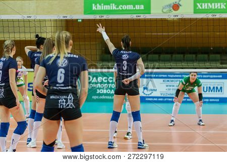 Odessa, Ukraine November 27, 2018: 2019 Cev Volleyball Cup - Women 16Th Finals Khimik Yuzhny (ukr) -