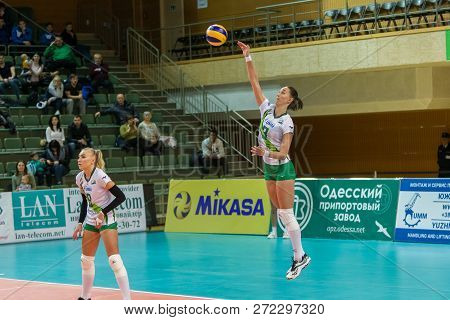 Odessa, Ukraine November 27, 2018: 2019 Cev Volleyball Cup - Women 16Th Finals Khimik Yuzhny (ukr) -