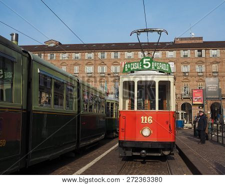 Vintage 502 Tram At Trolley Festival In Turin