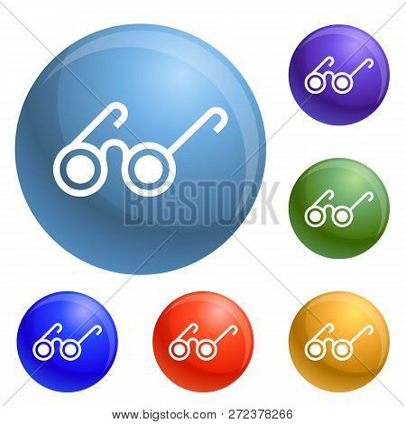 Blind Man Icons Set 6 Color Isolated On White Background