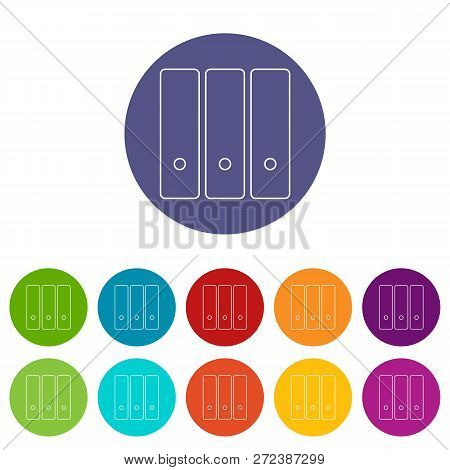 Office Folder Icons Color Set For Any Web Design On White Background
