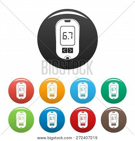 Glucometer Icons Set 9 Color Isolated On White For Any Design
