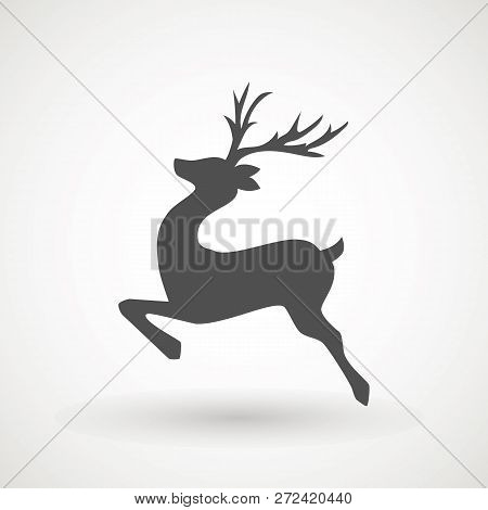 Deer Running Silhouette , Reinder Icon Design For Xmas Cards, Banners And Flyers, Vector Illustratio