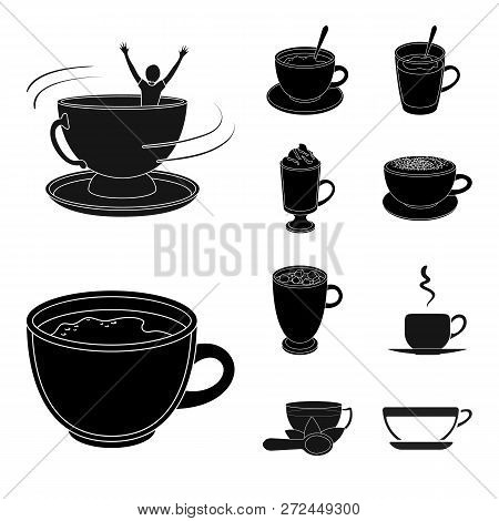 Vector Design Of Cup And Coffe Symbol. Set Of Cup And Top  Stock Symbol For Web.