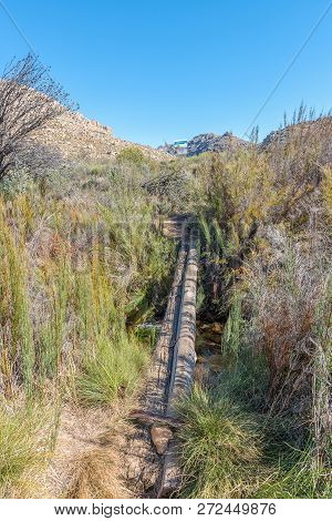Dwarsrivier, South Africa, August 23, 2018: A Pole Bridge Over The Dwars River On The Bokveldskloof 