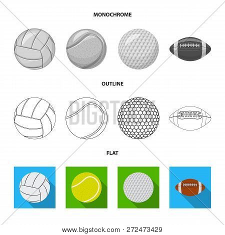 Vector Design Of Sport And Ball Symbol. Collection Of Sport And Athletic Stock Vector Illustration.