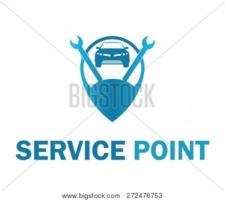 Service Point Logo Design Template Flat Style Design. Vector Illustration