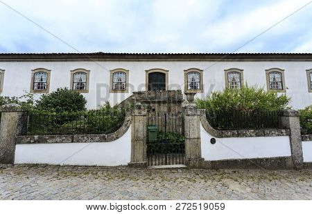 Mesquitela, Portugal - July 19, 2018:  Magnificent Facade Of The 18th Century Cerveiras Manor, A Rur