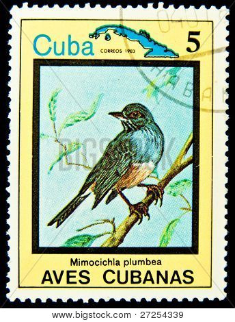 CUBA - CIRCA 1983: Et frimærke, trykt af Cuba viser tropisk fugl, stempel fra serien, circa 198