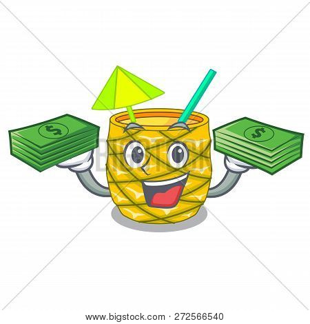 With Money Pineapple Fruit Juice On Character Drink