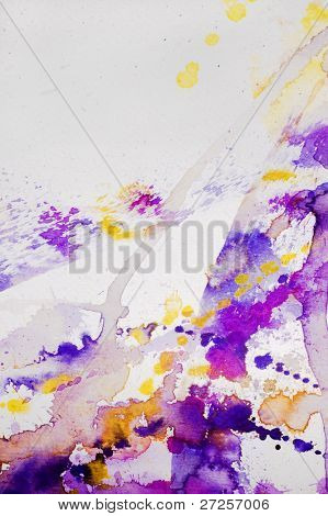 Pintura Aquarela respingada em papel