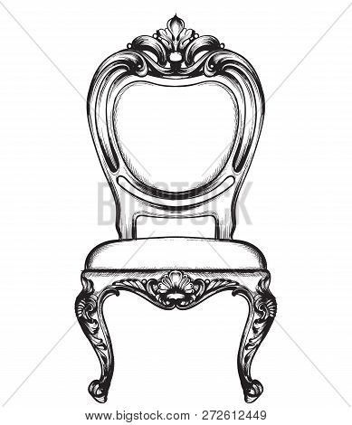 Rich Classic Armchair. Royal Style Decotations. Victorian Ornaments Engraved. Imperial Furniture Dec