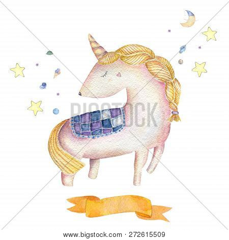 Unicorn Watercolor Watercolour Pink Unicorn Beautiful Animal Cute Pony Little Horse Clip Art Drawing
