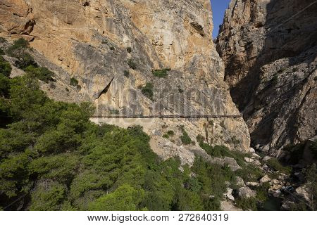 Foothpath Of 'el Caminito Del Rey' (king's Little Path), One Of The Most Dangerous In The World With