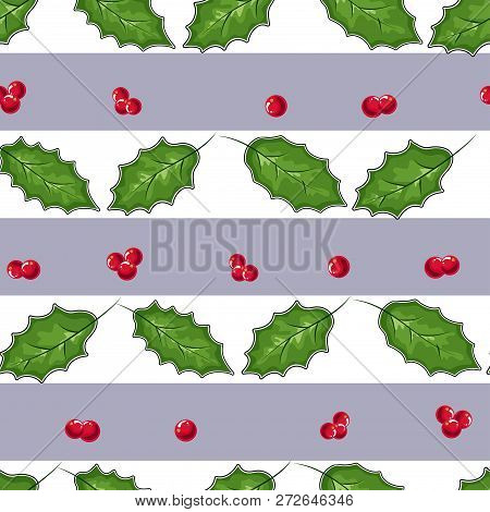 Cowberry Vector Illustration, Berries Images. Doodle Cowberry Vector Illustration In Red And Green C