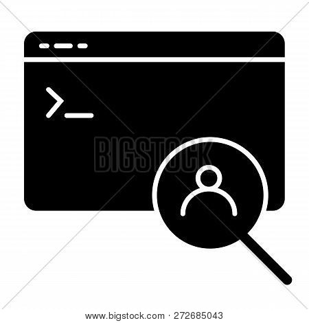 Computer Window And User Search Solid Icon. Browser Vector Illustration Isolated On White. Computer 