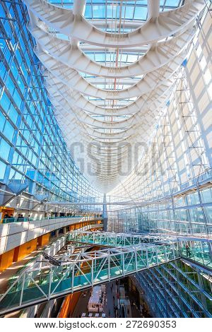 Tokyo, Japan - April 28 2018: Tokyo International Forum Is A Multi-purpose Exhibition Center, Design