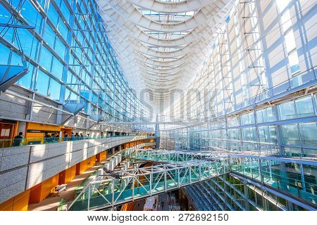 Tokyo, Japan - April 28 2018: Tokyo International Forum Is A Multi-purpose Exhibition Center, Design