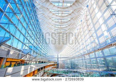 Tokyo, Japan - April 28 2018: Tokyo International Forum Is A Multi-purpose Exhibition Center, Design