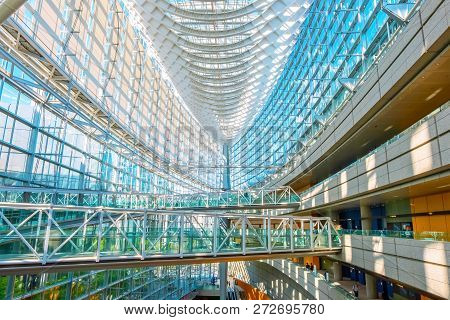 Tokyo, Japan - April 28 2018: Tokyo International Forum Is A Multi-purpose Exhibition Center, Design