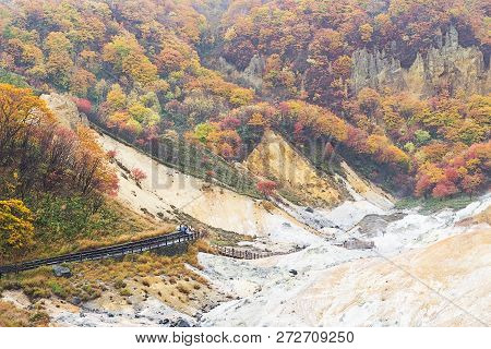 Noboribetsu Onsen In Autumn, Hokkaido, Japan