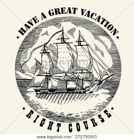 Sea Illustration Retro Style. Isolated Vector Illustration.