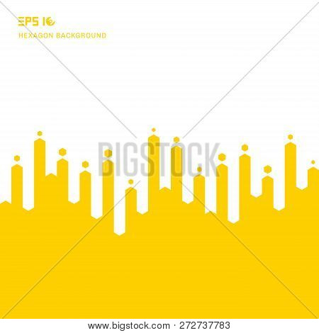 Abstract Yellow Geometric Hexagons Lines Halftone Transition On White Background. The Way Competitio