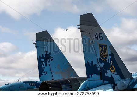 Zhytomyr Reg, Ukraine - Dec. 06, 2018: Overflight In Combat Order During The Meeting Of The Presiden