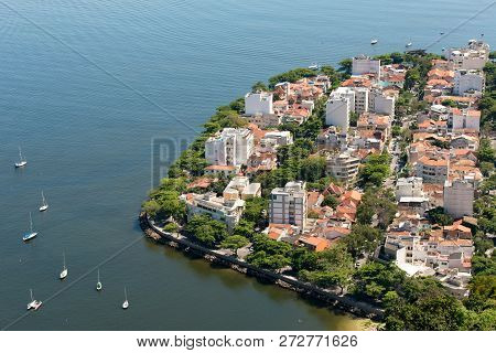 Aerial View Of Urca Neighborhood In The City Of Rio De Janeiro, Brazil