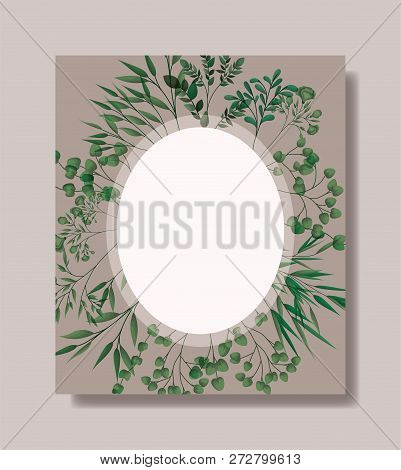 Circular Frame With Laurel Leafs Vector Illustration Design