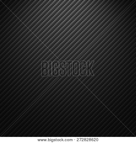 Vector Carbon Fiber Texture. Dark Background With Lighting.