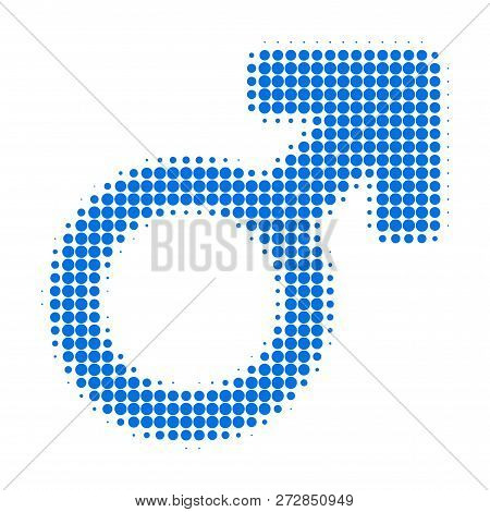 Male Symbol Halftone Dotted Icon. Halftone Pattern Contains Circle Points. Vector Illustration Of Ma