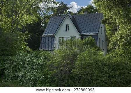 Summer Wooden House Surrounded By Treessummer House In Northern Europe, Tallinn, Estonia, 2016