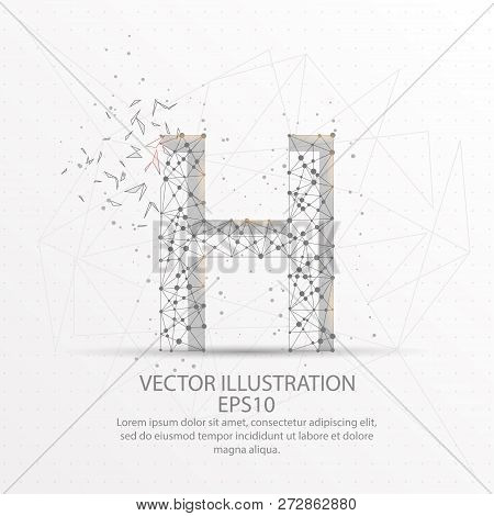 Letter H Form Mesh Line And Composition Digitally Drawn In The Form Of Broken A Part Triangle Shape 