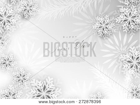 Happy New Year White Winter Docoration Background Template Vector Design