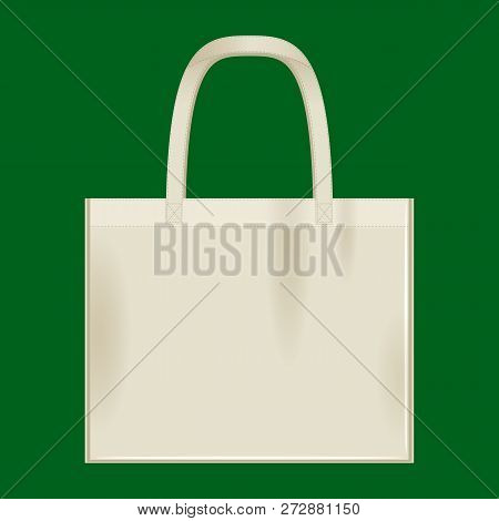 Canvas Cotton Textiles Eco Bag. Natural Color. Stop Plastic Pollution. Grunge Texture