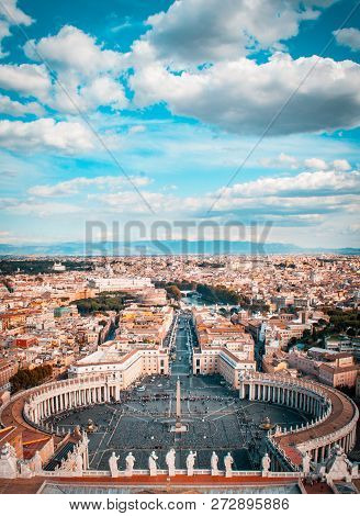 Aerial View Of Piazza San Pietro In Vatican City
