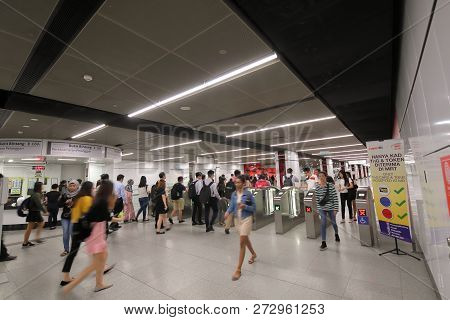 Kuala Lumpur Malaysia - November 22, 2018: Unidentified People Travel At Bukit Bintang Mrt Subway St