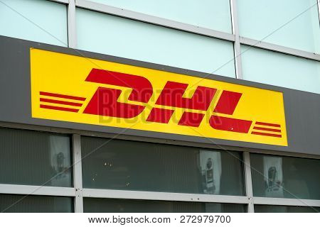 Montreal, Canada - October 4, 2018: Dhl Office And Sign. Dhl Is A German Logistics Company Providing