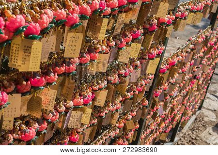 Yongin, Korea - February 15,2018:  Buddha Statue At Yunwha Mountain, Wawoo Jeongsa Temple, Yongin At