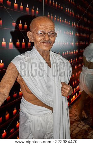 Montreal, Canada - September 23, 2018: Mahatma Gandhi, Leader And Indian Activist. Wax Museum Grevin