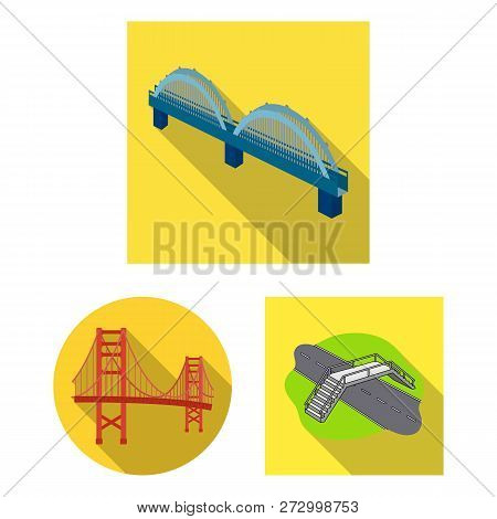 Vector Design Of Bridge And Construction Sign. Set Of Bridge And Arch Stock Vector Illustration.