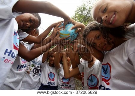 Salvador, Bahia / Brazil - October 30, 2018: Children Participating In The Social Project A Hora Da 