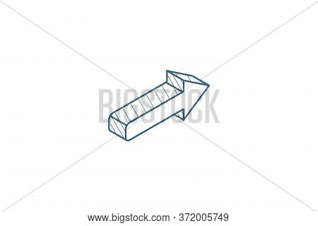 Right Arrow Isometric Icon. 3d Line Art Technical Drawing. Editable Stroke Vector